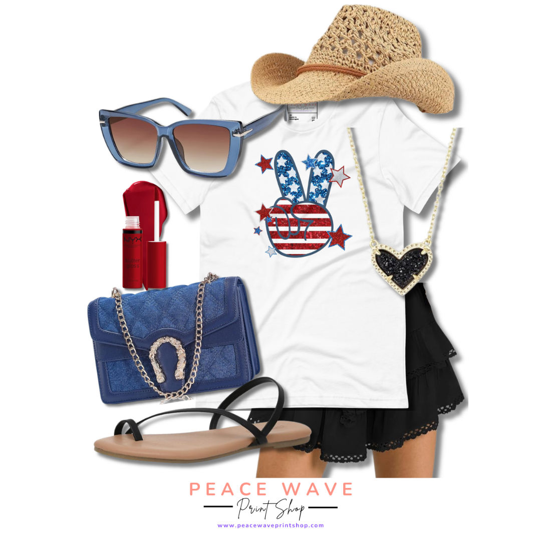 Stars & Peace Wave Tee | White