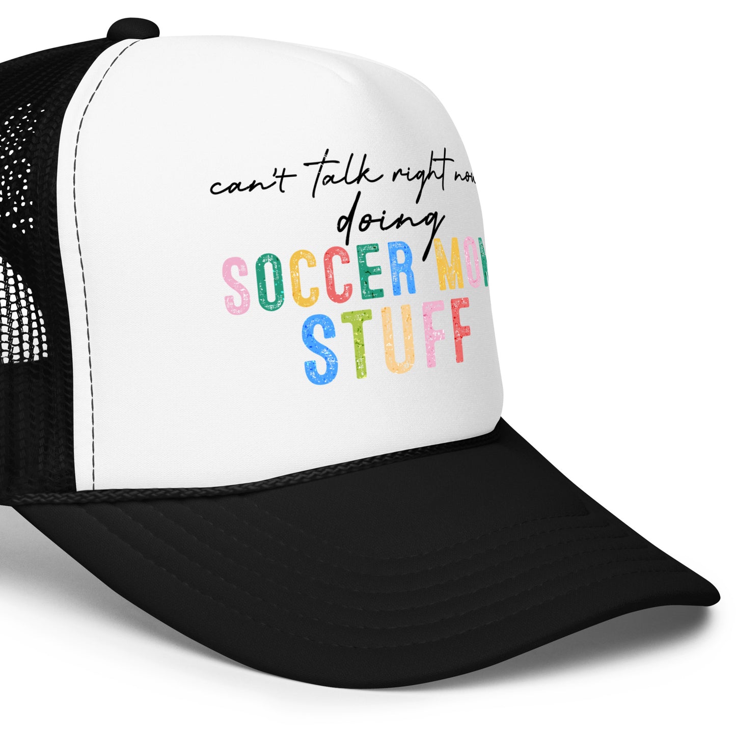 Soccer Mom Trucker Hat | Black with White