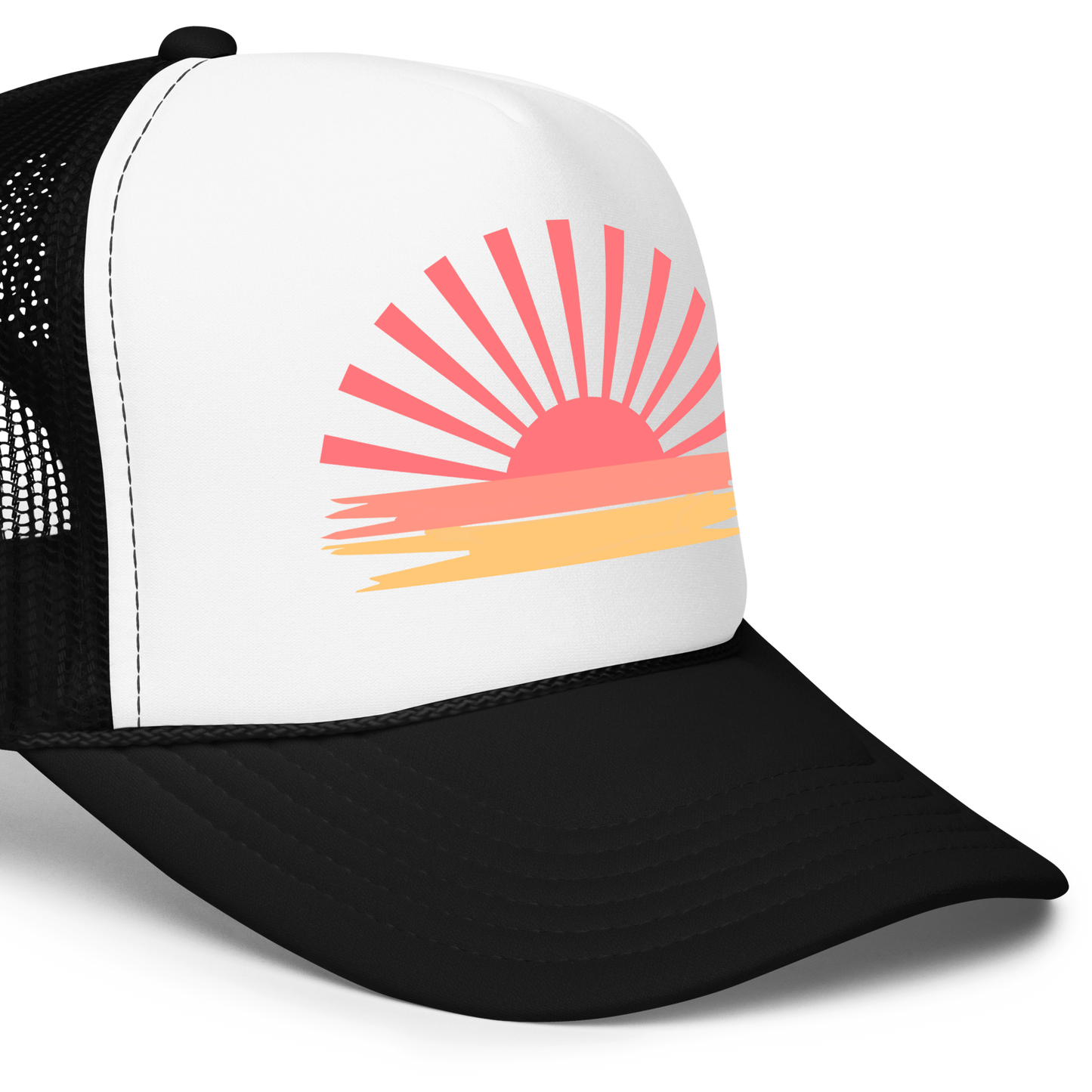 Coastal Sunset Trucker Hat | Black with White