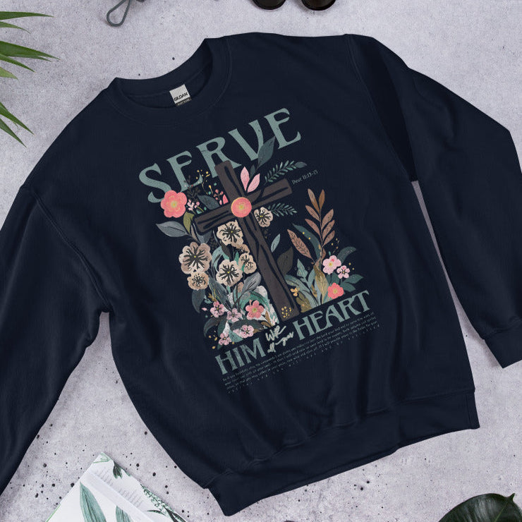 Serve Him Crewneck | Navy