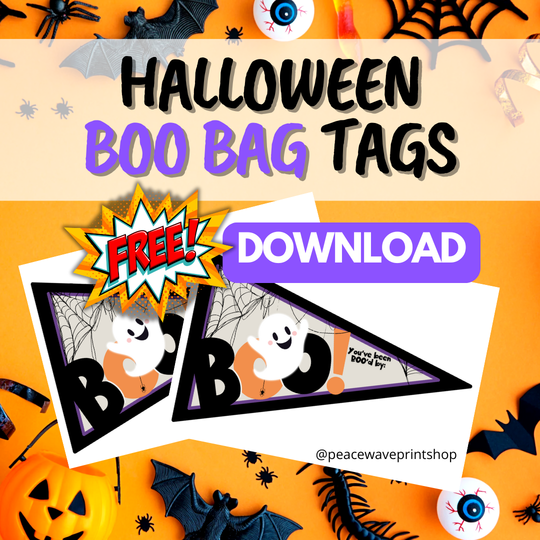FREEBIE Boo Bags! Printable Halloween Bag Tags Peace Wave Print Shop