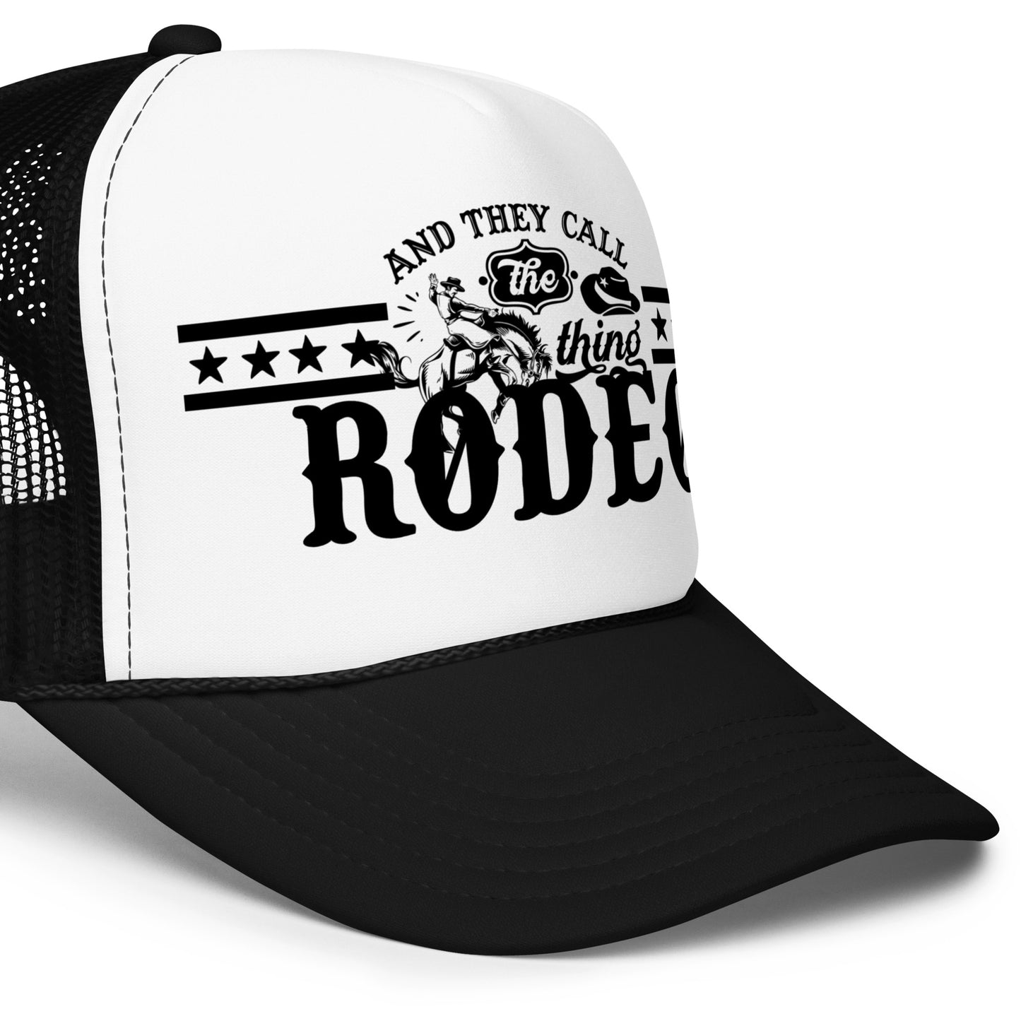 Rodeo Trucker Hat | Black with White