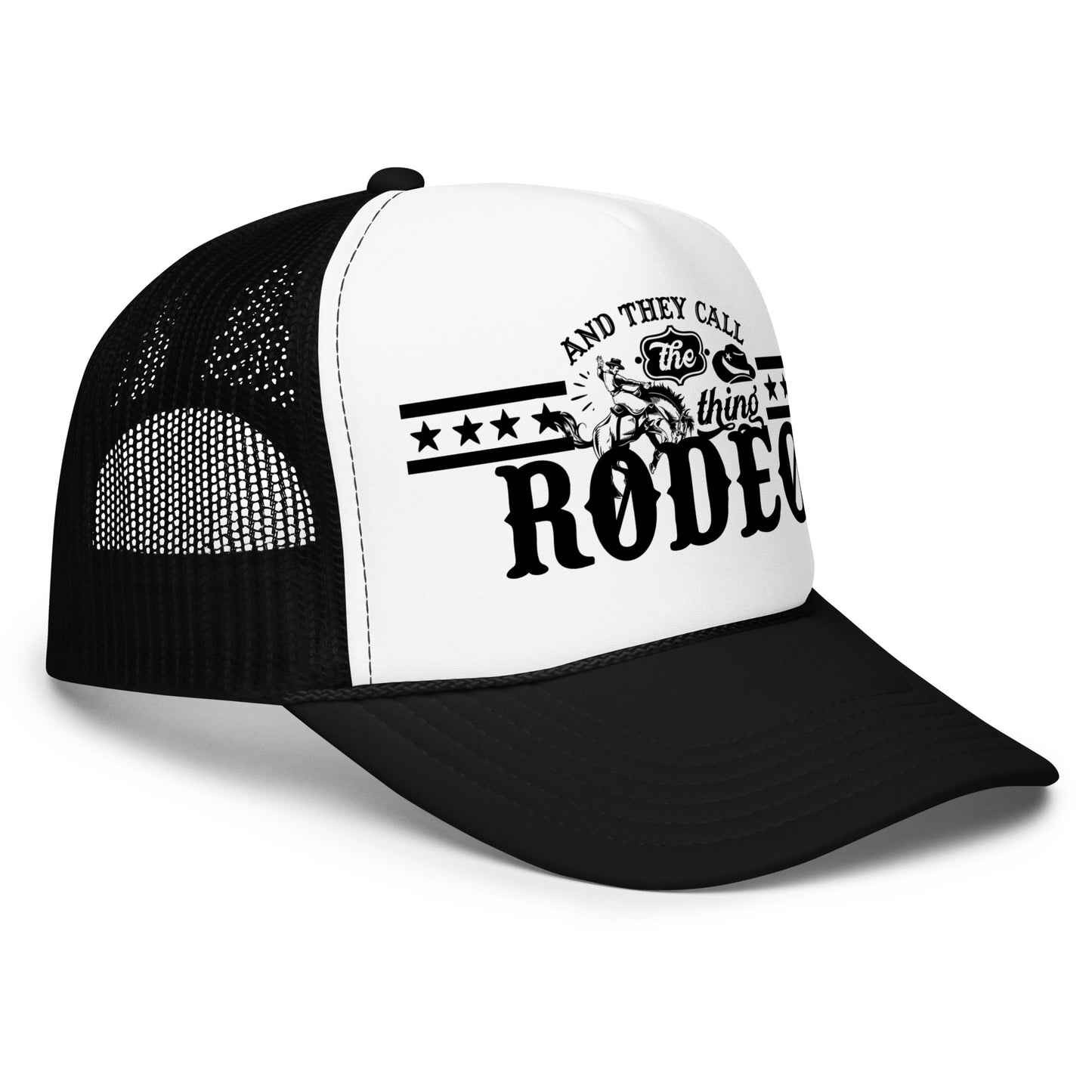 Rodeo Trucker Hat | Black with White