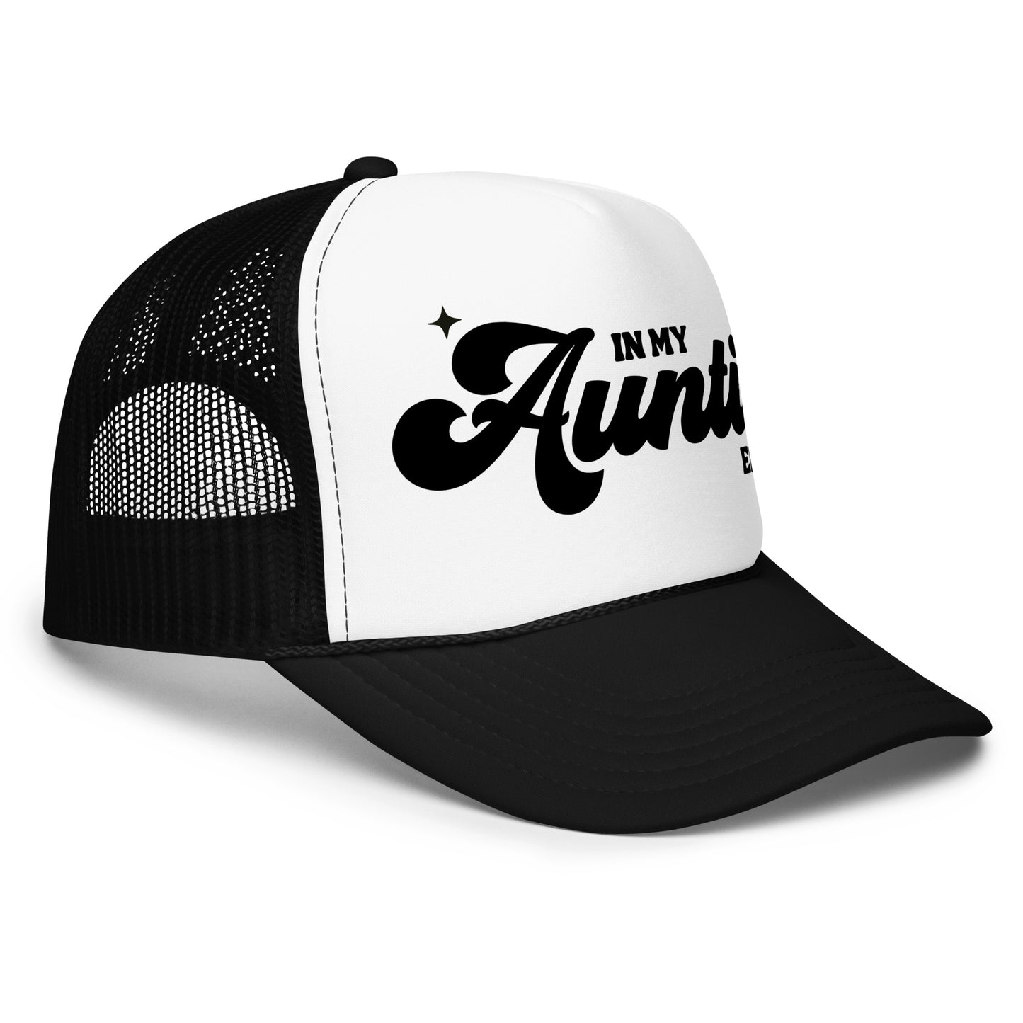 Auntie Era Trucker Hat | Black with White
