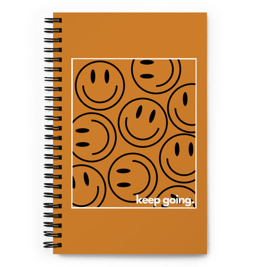 Keep Going Smiley Spiral Notebook | Golden Sunset