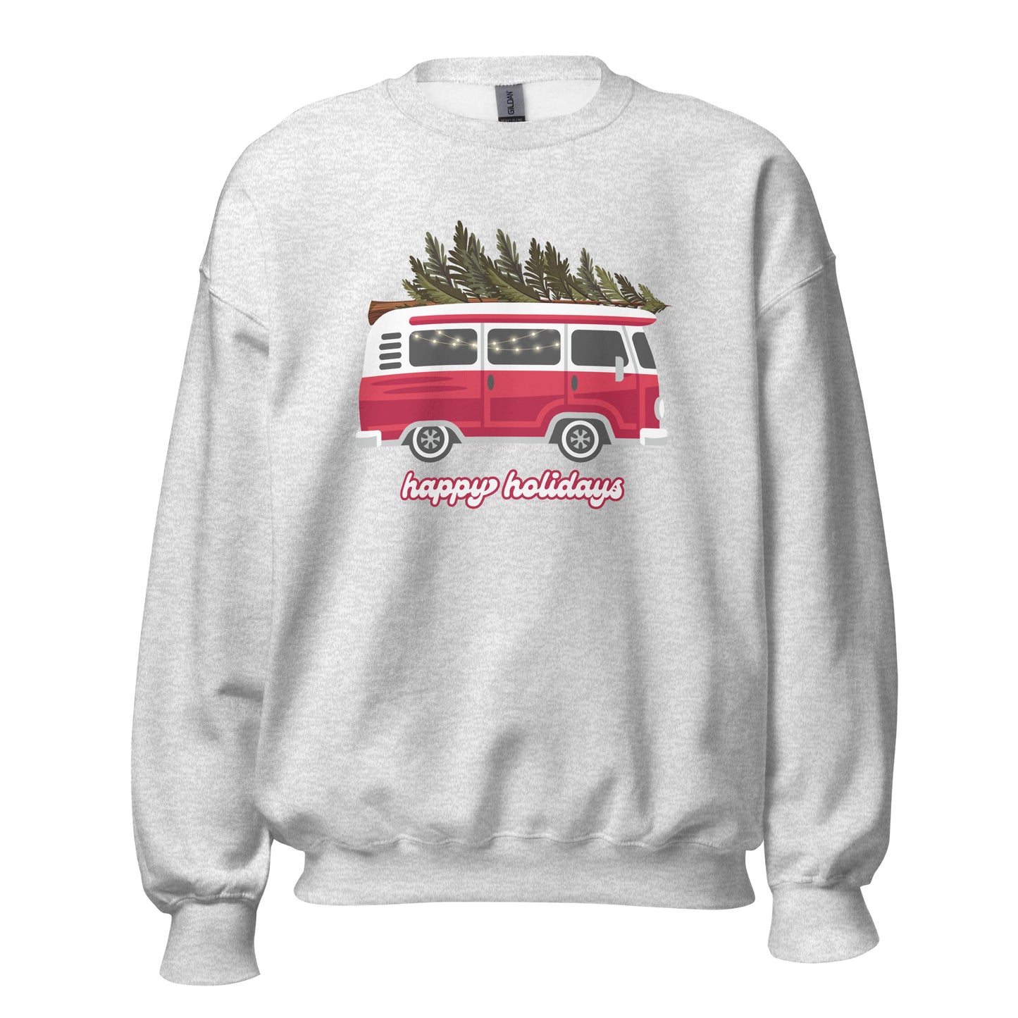 Happy Holidays Retro Crewneck | Unisex Sweatshirt | Light Grey