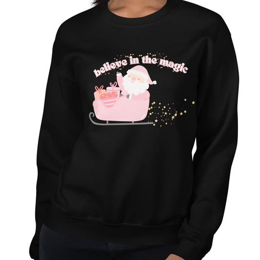 Believe In The Magic Santa Crewneck | Unisex Sweatshirt | Black