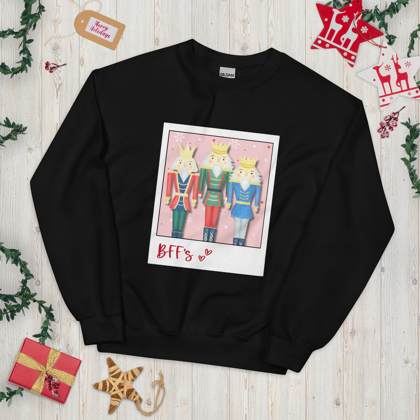 Christmas Nutcracker BFF's Crewneck | Unisex Sweatshirt | Black