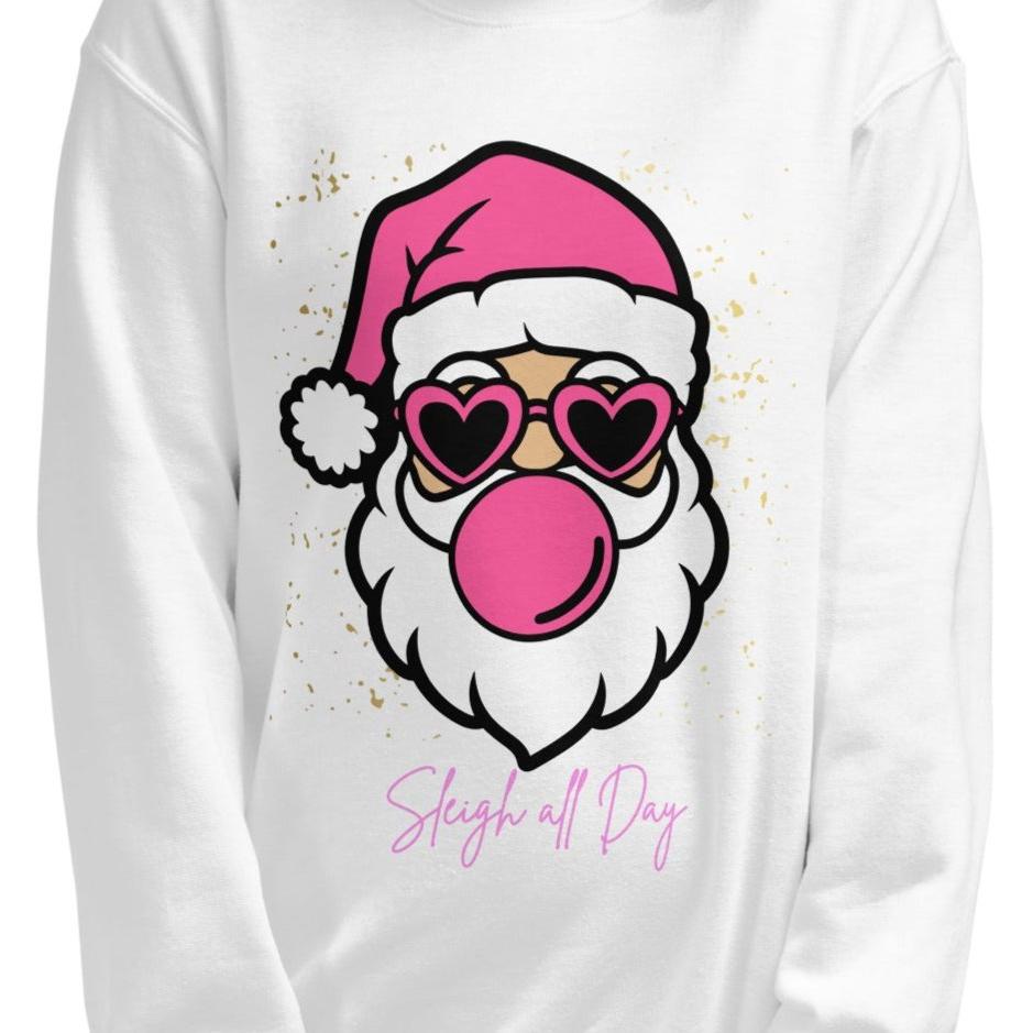 Sleigh All Day Santa Crewneck | Unisex Sweatshirt | White