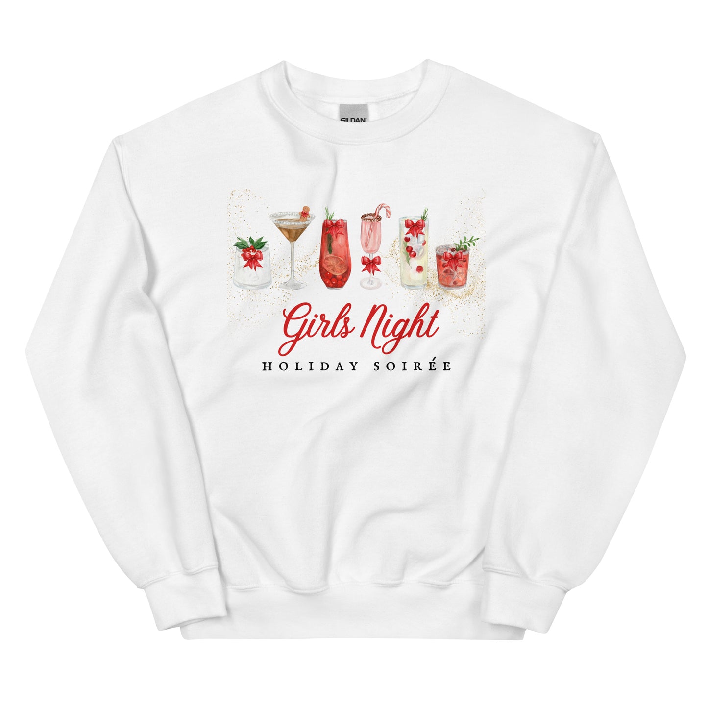 Girls Night Holiday Soirée Crewneck Sweatshirt | White