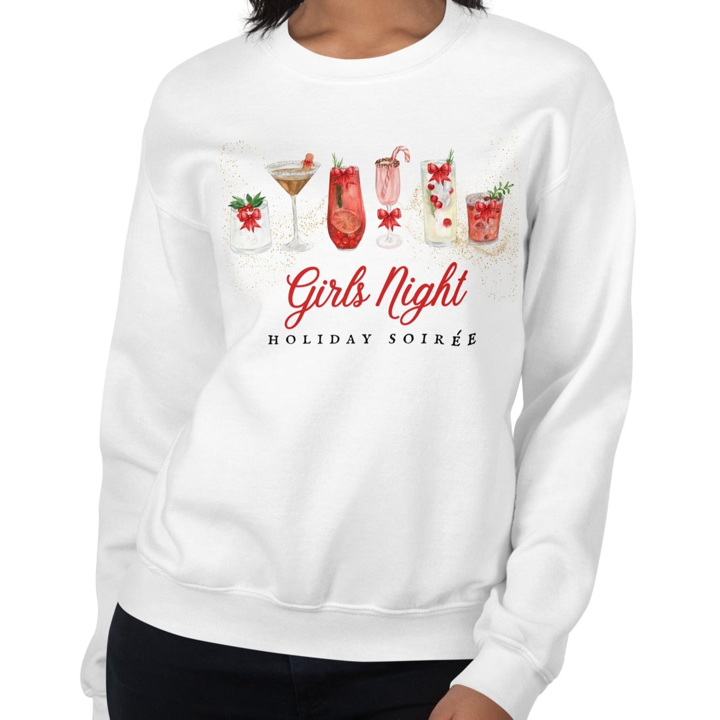 Girls Night Holiday Soirée Crewneck Sweatshirt | White