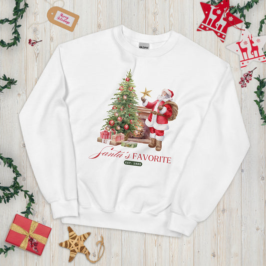 Santa’s Favorite Christmas Crewneck Sweatshirt | White