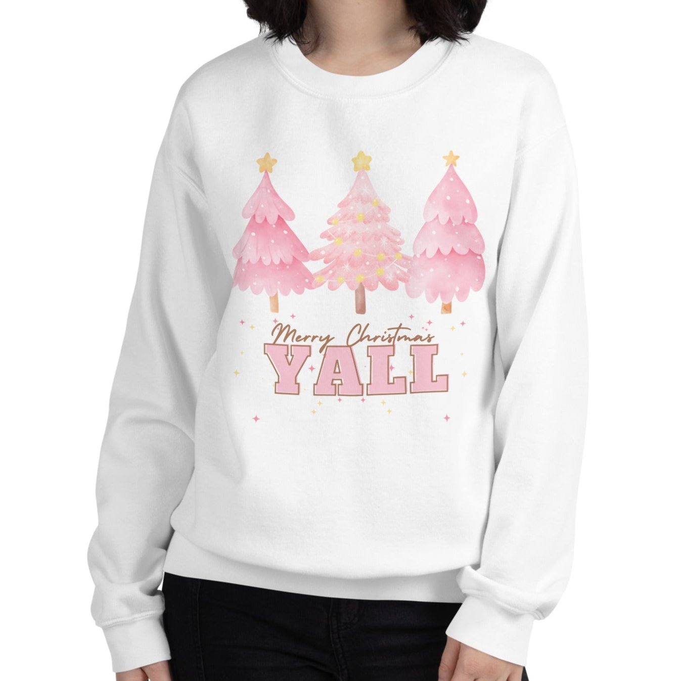 Merry Christmas Y'all Crewneck Sweatshirt | White