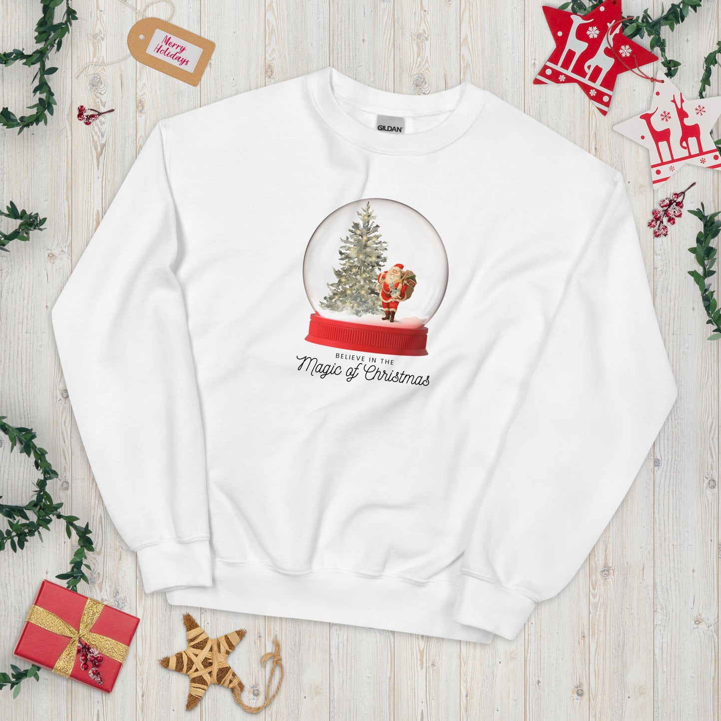 Believe in the Magic of Christmas Crewneck Sweatshirt | White