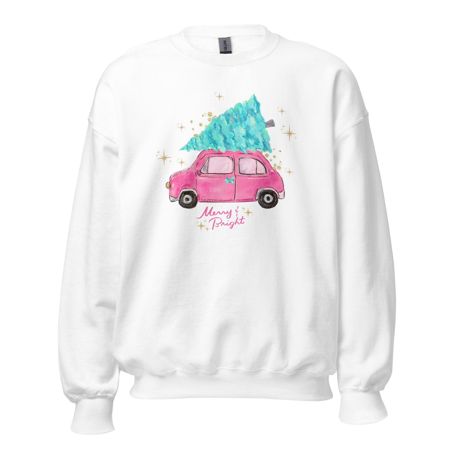 Merry and Bright Christmas Crewneck Sweatshirt | White