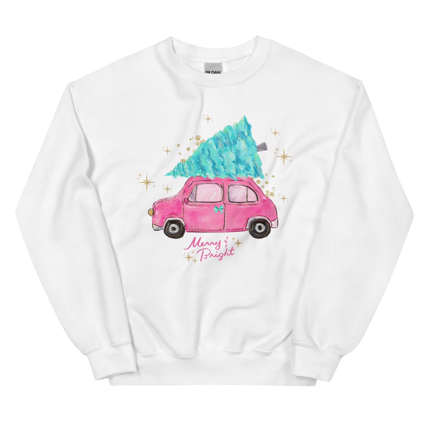 Merry and Bright Christmas Crewneck Sweatshirt | White