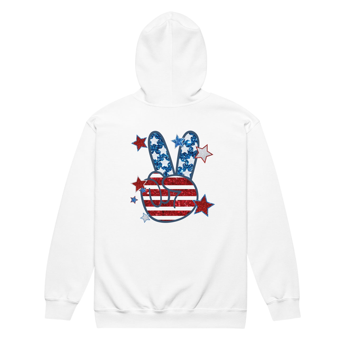 Stars & Peace Wave Zip Hoodie | White