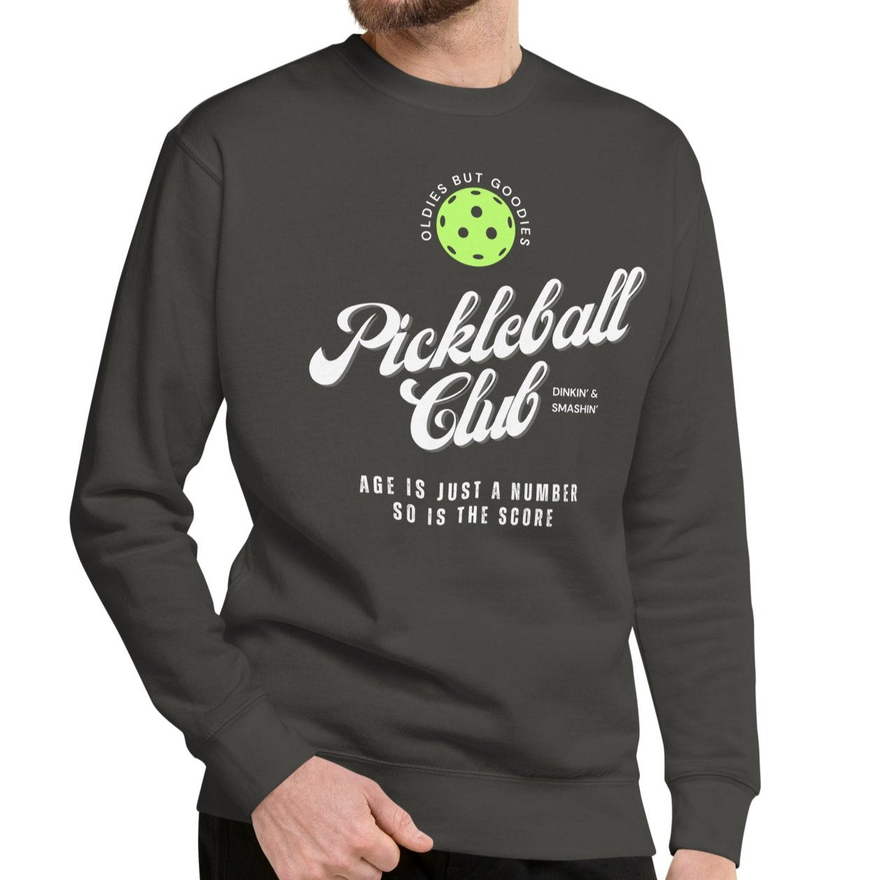 Oldies But Goodies Pickleball Crewneck | Premium Unisex Sweatshirt | Vintage Black