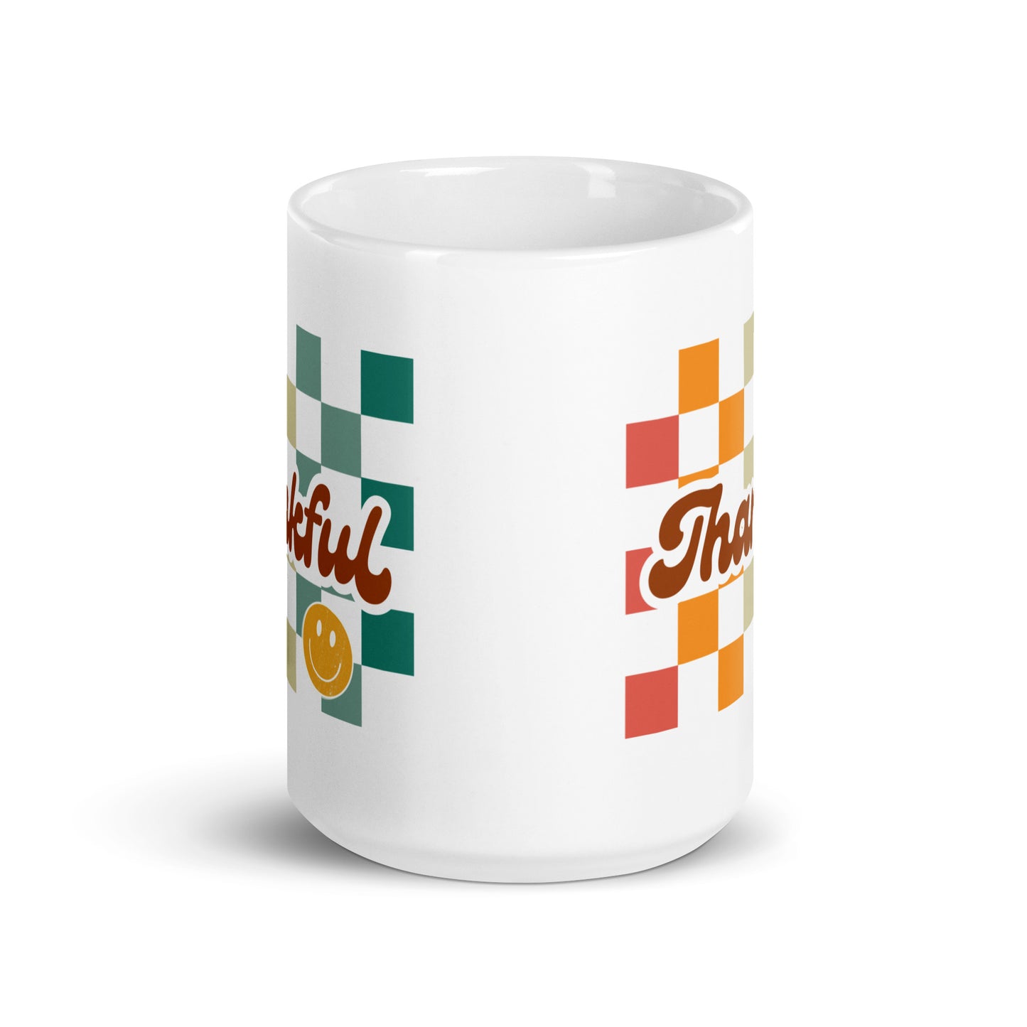 Thankful Smiley Mug | 15 oz | White