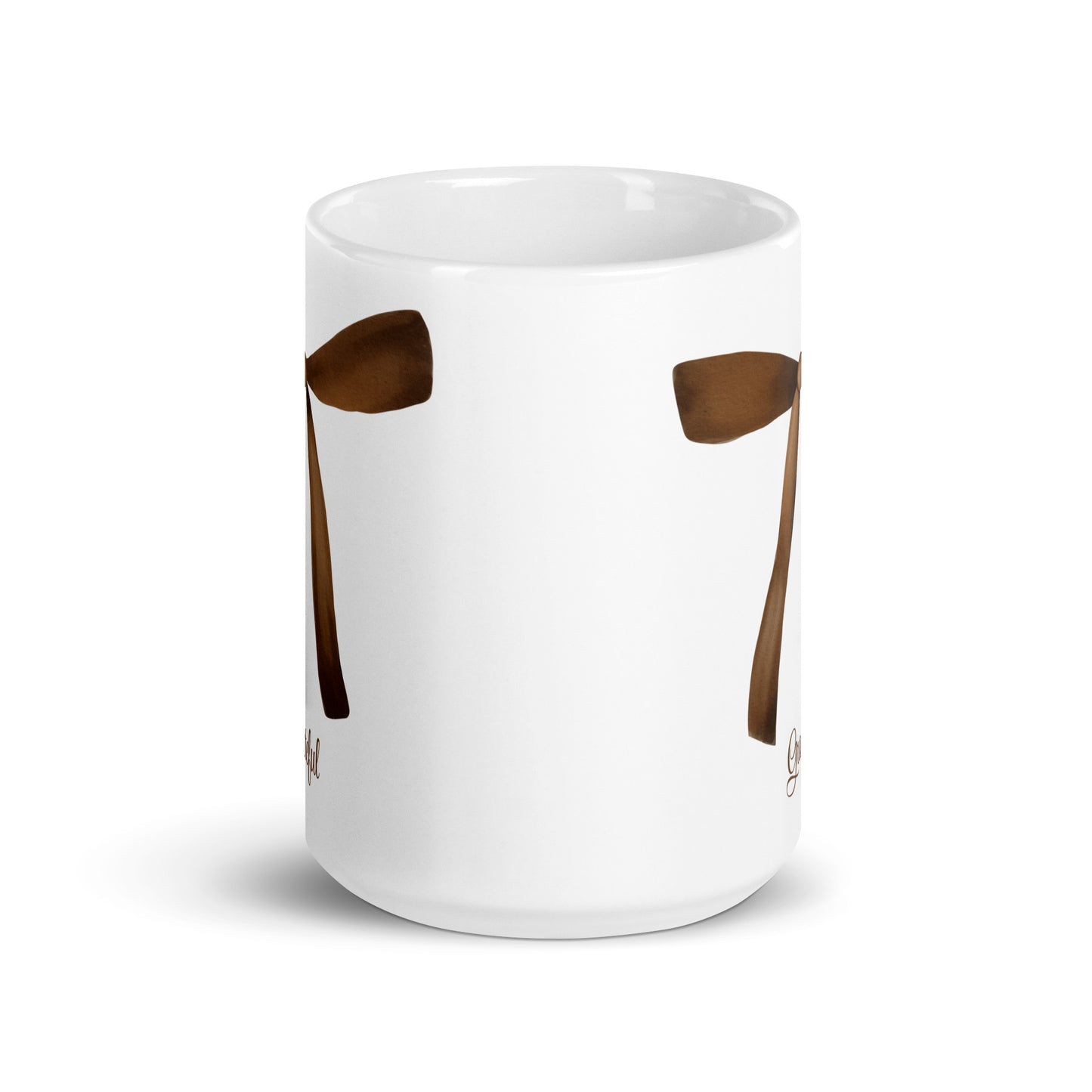 Thanksgiving Chocolate Bow Mug | 15 oz | White