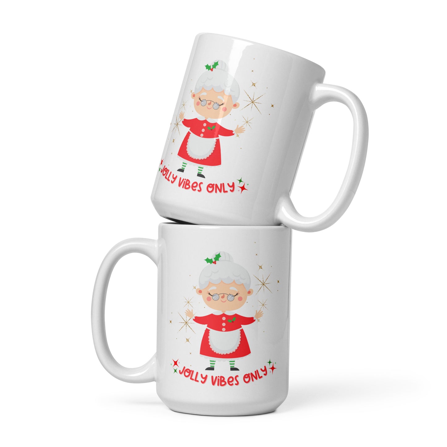 Jolly Vibes Only Mrs Claus Christmas Mug | Large 15 oz