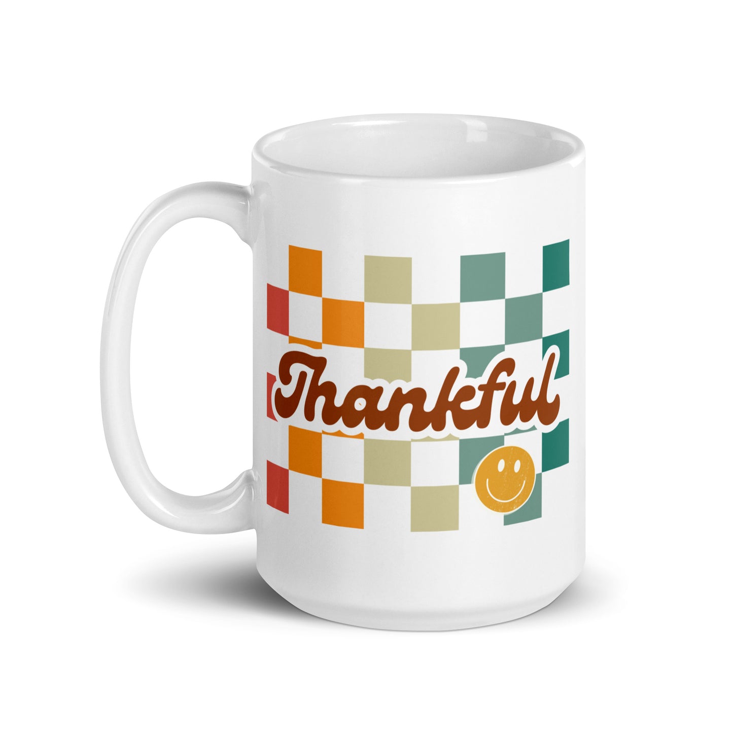 Thankful Smiley Mug | 15 oz | White