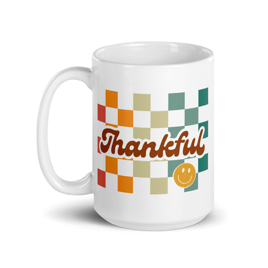 Thankful Smiley Mug | 15 oz | White