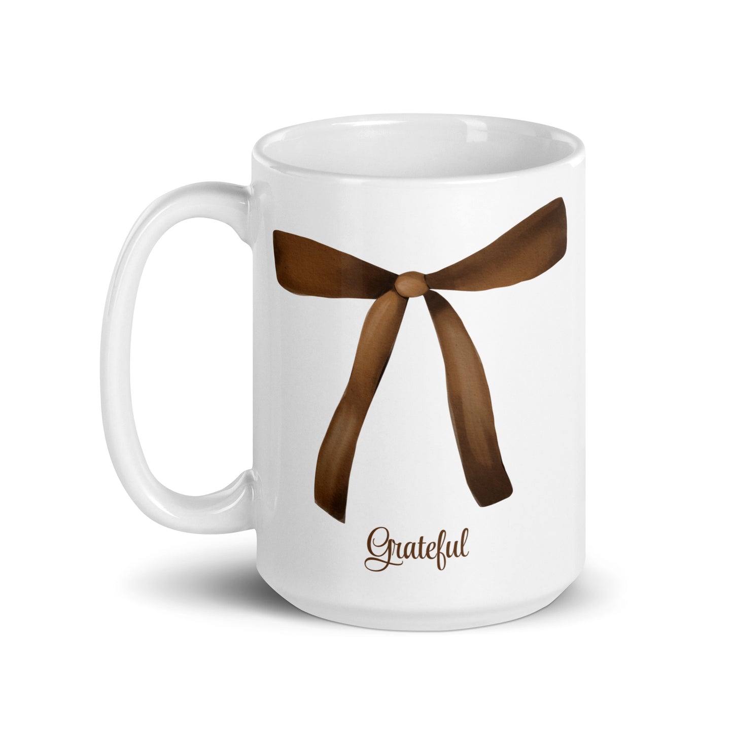 Thanksgiving Chocolate Bow Mug | 15 oz | White