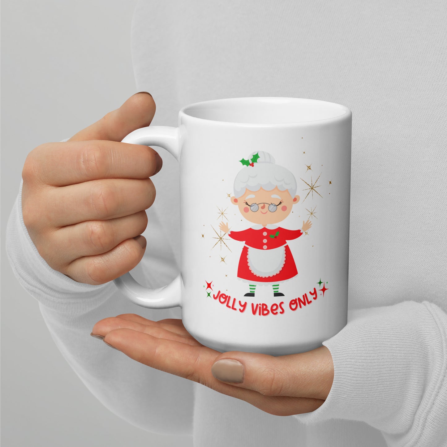 Jolly Vibes Only Mrs Claus Christmas Mug | Large 15 oz