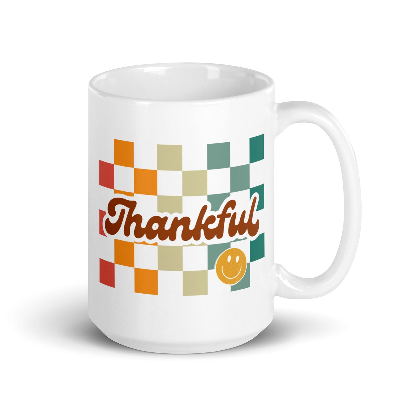 Thankful Smiley Mug | 15 oz | White