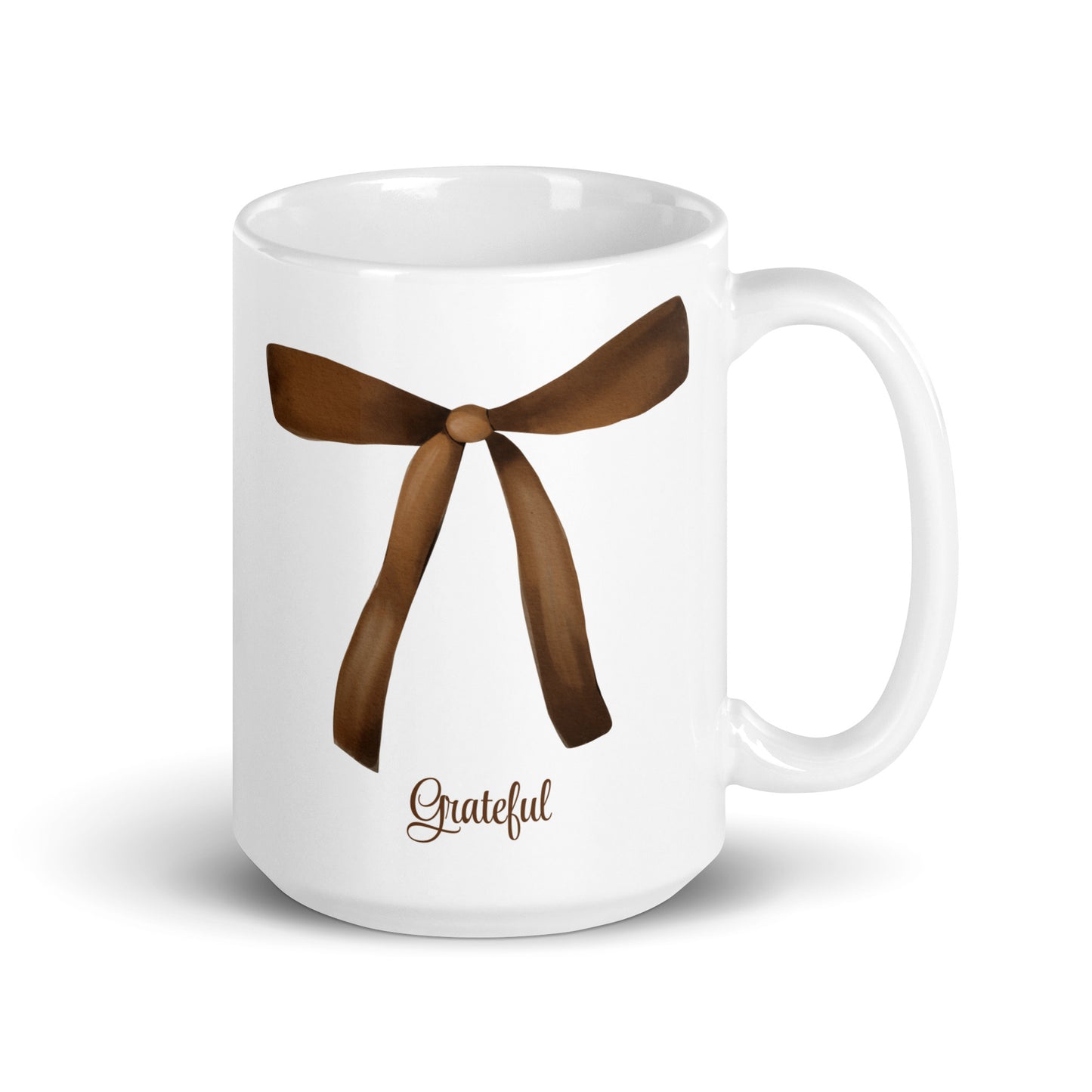 Thanksgiving Chocolate Bow Mug | 15 oz | White