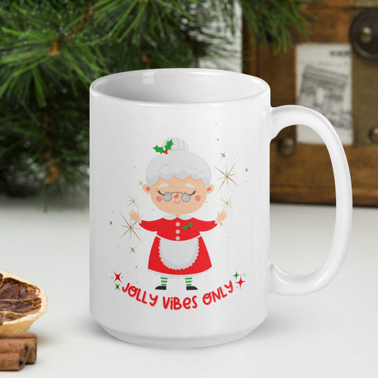 Jolly Vibes Only Mrs Claus Christmas Mug | Large 15 oz